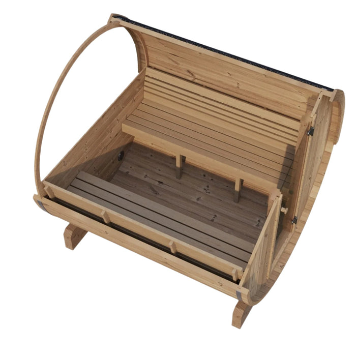 SaunaLife 4 Person 6' Long Outdoor Traditional Barrel Sauna w/ Rear Window | Ergo Model E7W