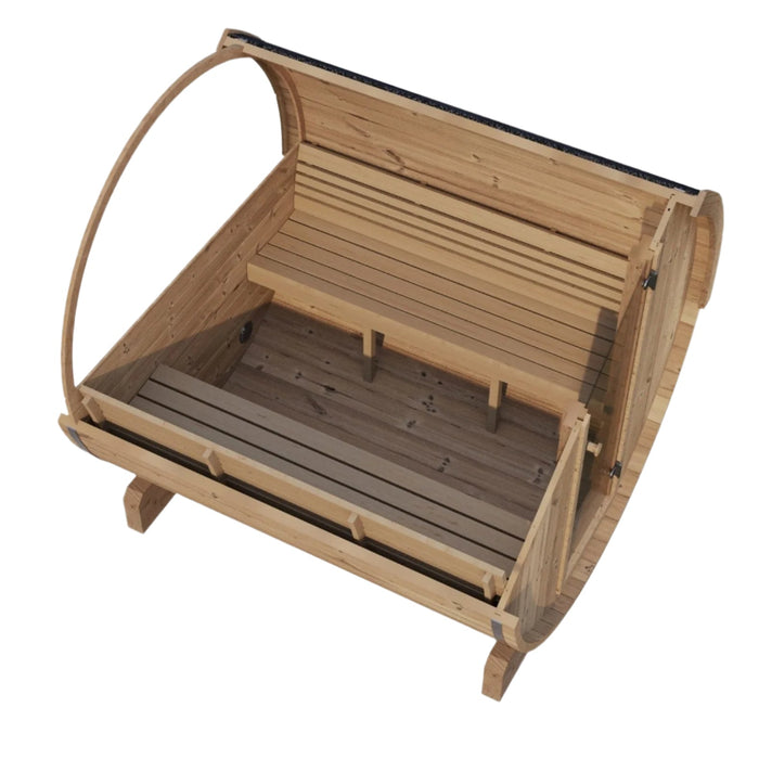 SaunaLife 2-4 Person 5' Long Outdoor Traditional Barrel Sauna w/ Rear Window  | Ergo Model E6W