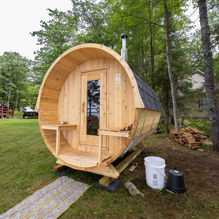Dundalk Leisurecraft Canadian Timber 4 Person Serenity Outdoor Traditional Barrel Sauna | CTC2245W
