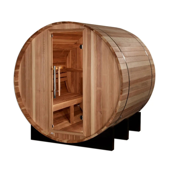 Golden Designs St. Moritz 2-4 Person Cedar Barrel Sauna & Harvia Traditional Electric Heater Kit | GDI-B002-01 Golden Designs