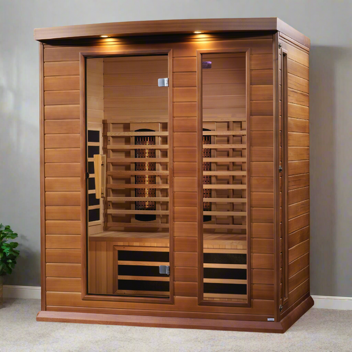 Maxxus 3-Person Near Zero EMF Full Spectrum Indoor Infrared Sauna + Red Light Therapy | MX-M306-01-FS-CED