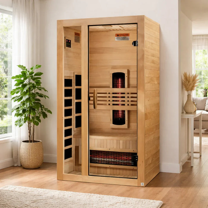 Dynamic Gracia 1-2-person Full Spectrum Near Zero EMF Indoor Infrared Sauna + Red Light Therapy | DYN-6119-03 FS