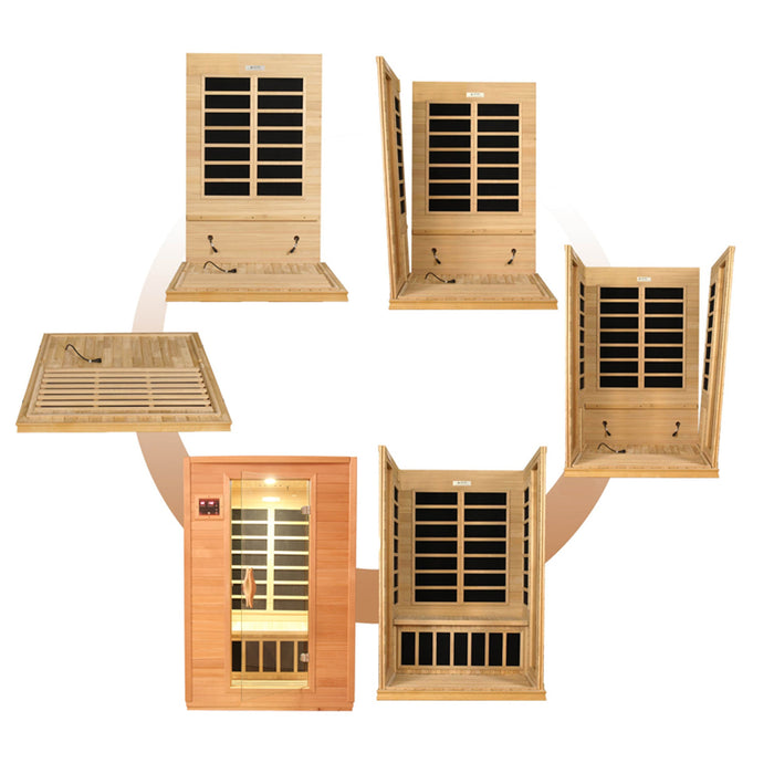 Dynamic Versailles 2-person Low EMF FAR Indoor Infrared Sauna + Red Light Therapy | DYN-6202-03