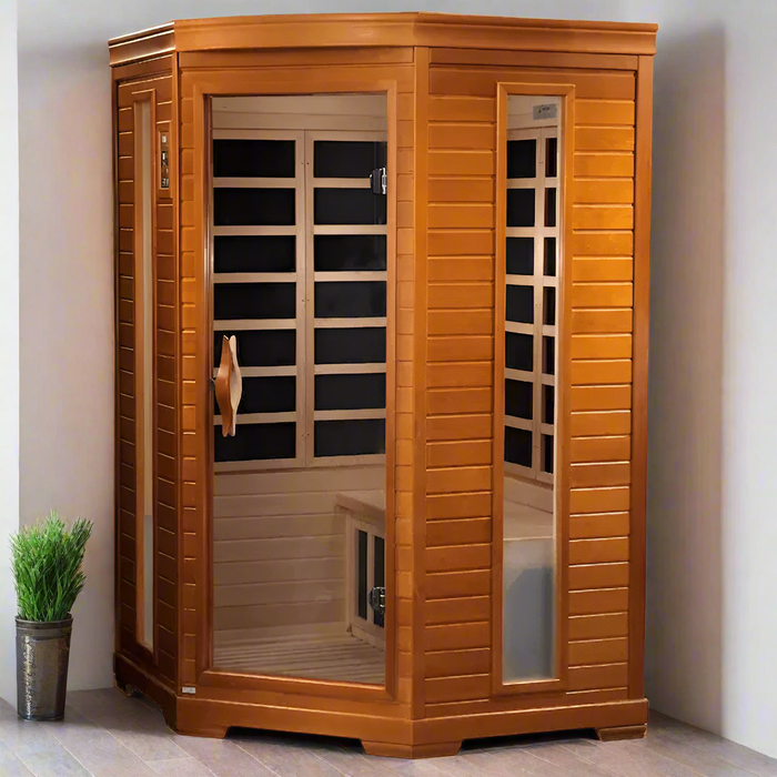Dynamic Heming Elite 2-person Corner Ultra Low EMF FAR Indoor Infrared Sauna + Red Light Therapy | DYN-6225-02 Elite