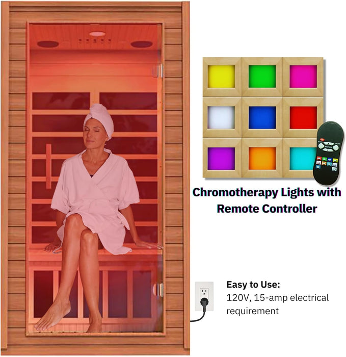 Dynamic Avila 1-2-person Low EMF FAR Indoor Infrared Sauna + Red Light Therapy | DYN-6103-01
