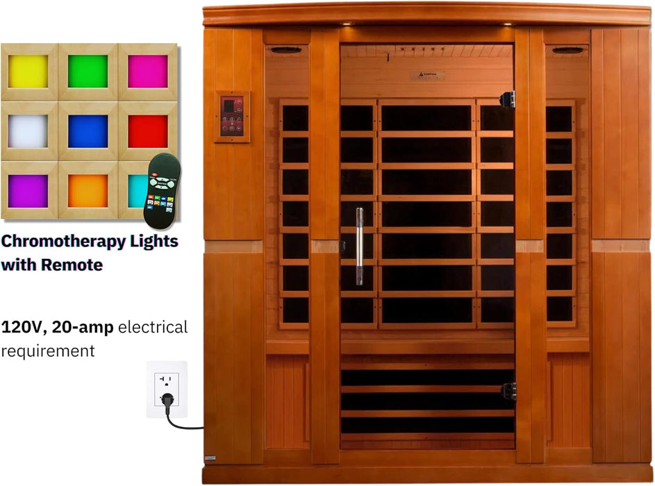 Dynamic Bergamo 4-person Low EMF FAR Indoor Infrared Sauna + Red Light Therapy | DYN-6440-01
