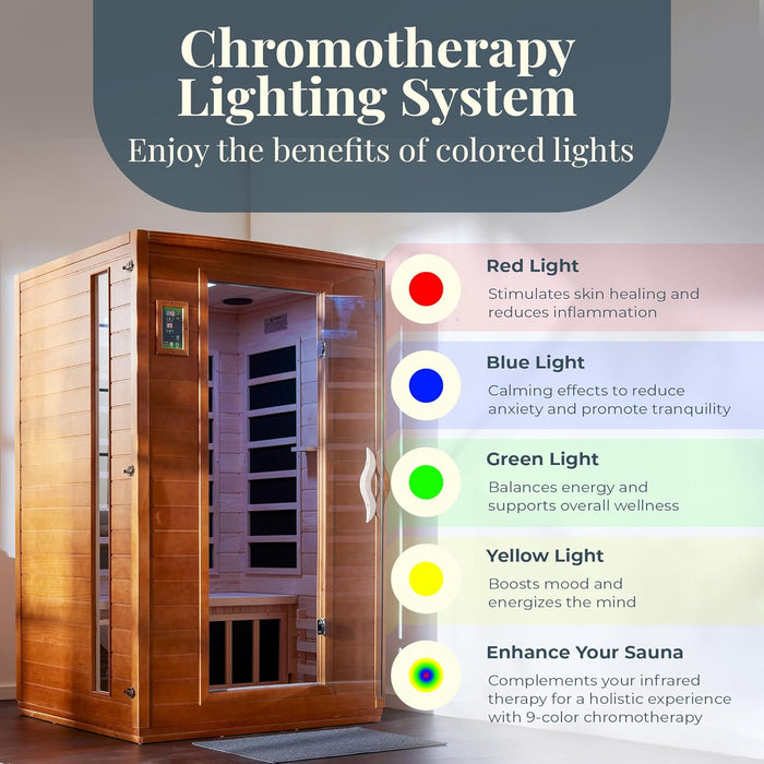 Dynamic Versailles 2-person Low EMF FAR Indoor Infrared Sauna + Red Light Therapy | DYN-6202-03