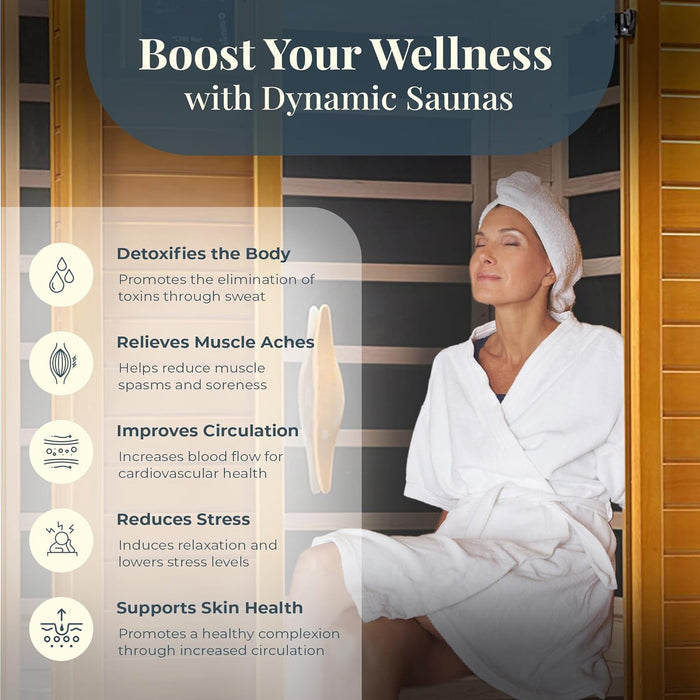 Dynamic Versailles Elite 2-person Ultra Low EMF FAR Indoor Infrared Sauna + Red Light Therapy | DYN-6202-03 Elite