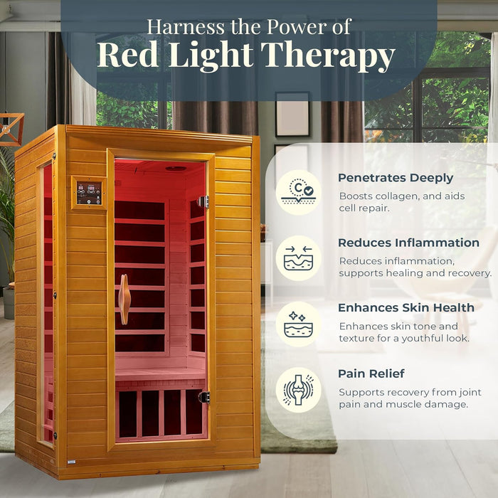 Dynamic Versailles 2-person Low EMF FAR Indoor Infrared Sauna + Red Light Therapy | DYN-6202-03