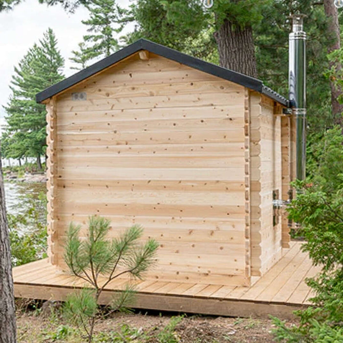 Dundalk Leisurecraft Canadian Timber 6 Person Georgian Outdoor Traditional Cabin Sauna with Changeroom | CTC88CW