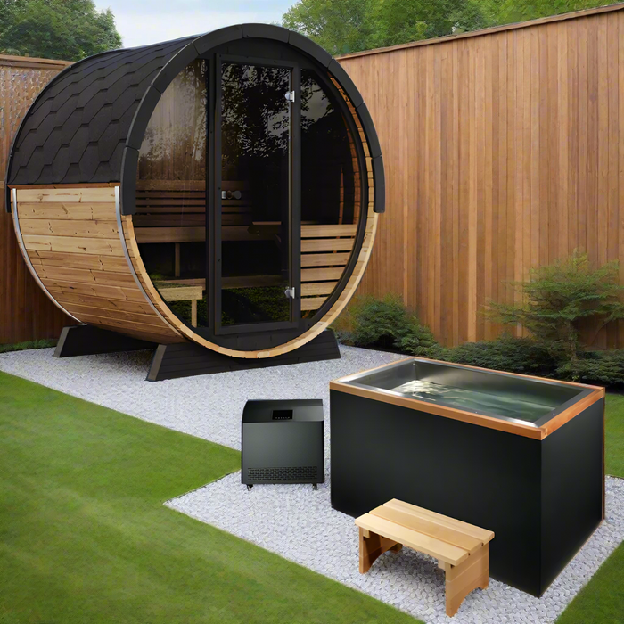 SaunaLife 4 Person 5.25' Long Outdoor Traditional Barrel Sauna | Ergo Model EE6G