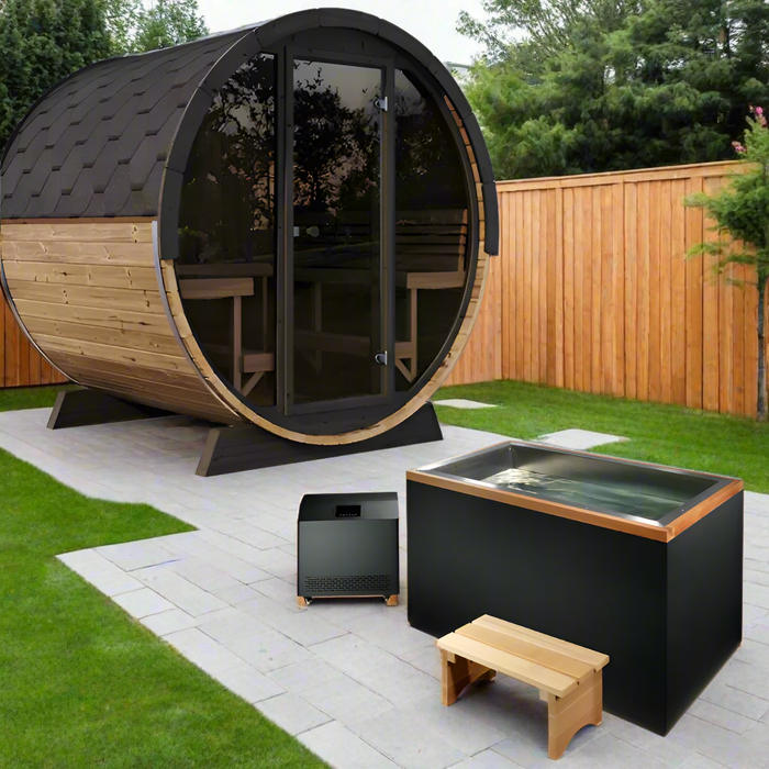 SaunaLife 4 Person 6' Long Outdoor Traditional Barrel Sauna | Ergo Model EE8G