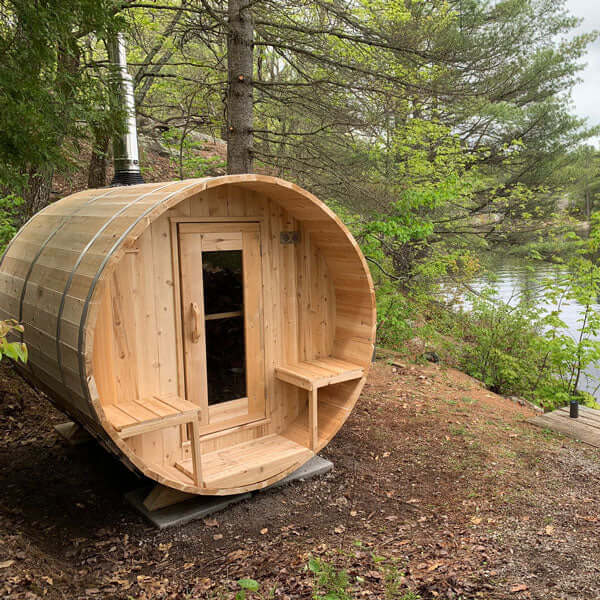 Dundalk Leisurecraft Canadian Timber 4 Person Serenity Outdoor Traditional Barrel Sauna | CTC2245W