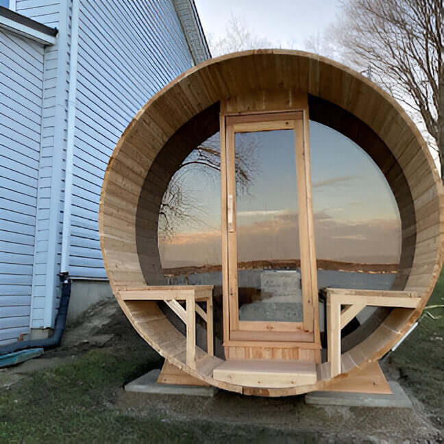 Dundalk Leisurecraft Canadian Timber 6 Person Tranquility MP Outdoor Traditional Barrel Sauna | CTC2345MP