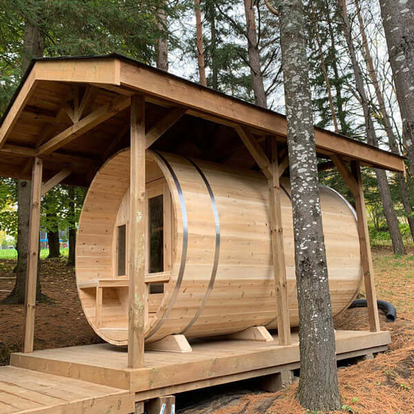 Dundalk Leisurecraft Canadian Timber 6 Person Tranquility Outdoor Traditional Barrel Sauna | CTC2345W