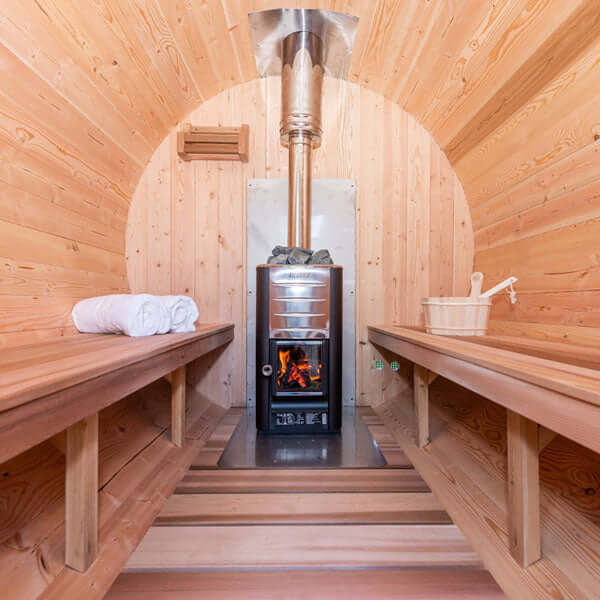 Dundalk Leisurecraft Canadian Timber 6 Person Tranquility Outdoor Traditional Barrel Sauna | CTC2345W