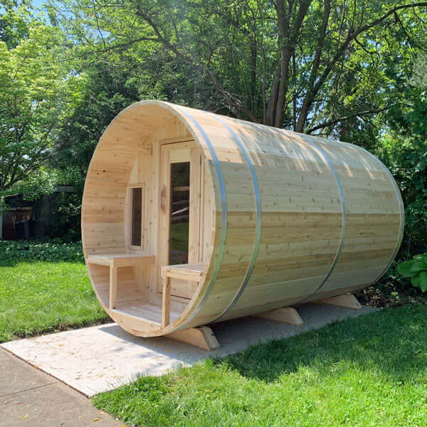 Dundalk Leisurecraft Canadian Timber 6 Person Tranquility Outdoor Traditional Barrel Sauna | CTC2345W