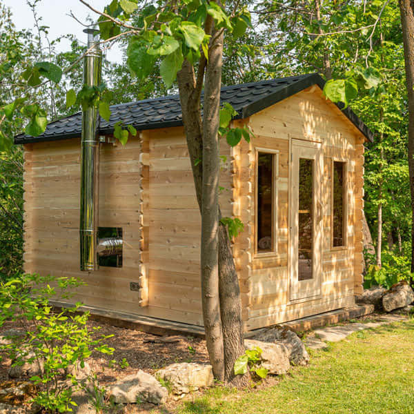 Dundalk Leisurecraft Canadian Timber 6 Person Georgian Outdoor Traditional Cabin Sauna with Changeroom | CTC88CW