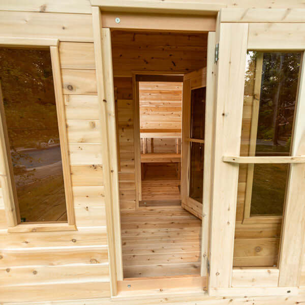 Dundalk Leisurecraft Canadian Timber 6 Person Georgian Outdoor Traditional Cabin Sauna with Changeroom | CTC88CW