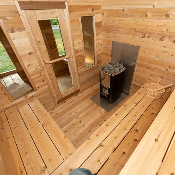 Dundalk Leisurecraft Canadian Timber 6 Person Georgian Outdoor Traditional Cabin Sauna with Changeroom | CTC88CW