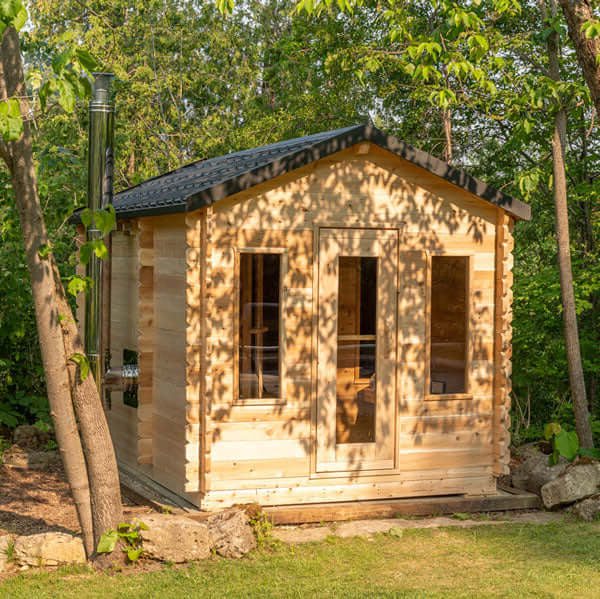Dundalk Leisurecraft Canadian Timber 6 Person Georgian Outdoor Traditional Cabin Sauna with Changeroom | CTC88CW