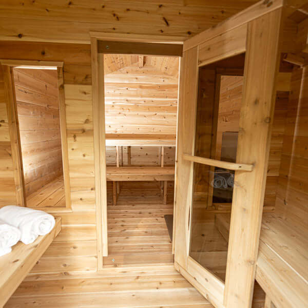 Dundalk Leisurecraft Canadian Timber 6 Person Georgian Outdoor Traditional Cabin Sauna with Changeroom | CTC88CW