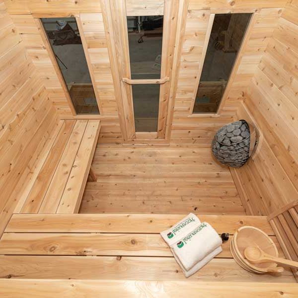 Dundalk Leisurecraft Canadian Timber 6 Person Georgian Outdoor Traditional Cabin Sauna | CTC88W
