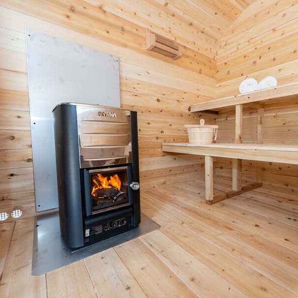 Dundalk Leisurecraft Canadian Timber 6 Person Georgian Outdoor Traditional Cabin Sauna With Porch  | CTC88PW