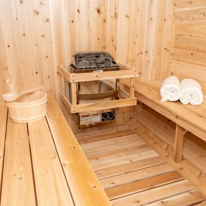 Dundalk Leisurecraft Canadian Timber 6 Person Tranquility Outdoor Traditional Barrel Sauna | CTC2345W