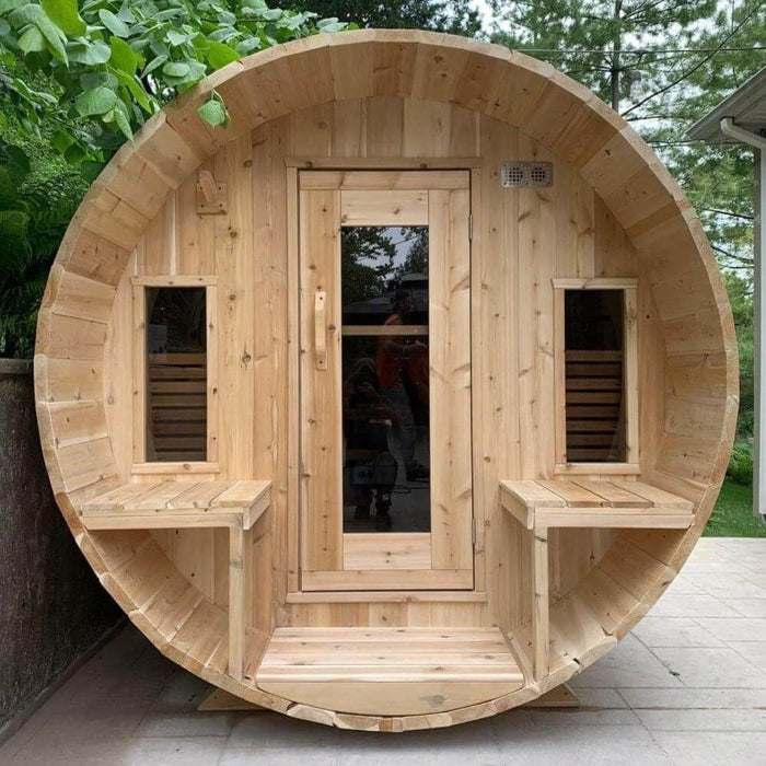 Dundalk Leisurecraft Canadian Timber 6 Person Tranquility Outdoor Traditional Barrel Sauna | CTC2345W