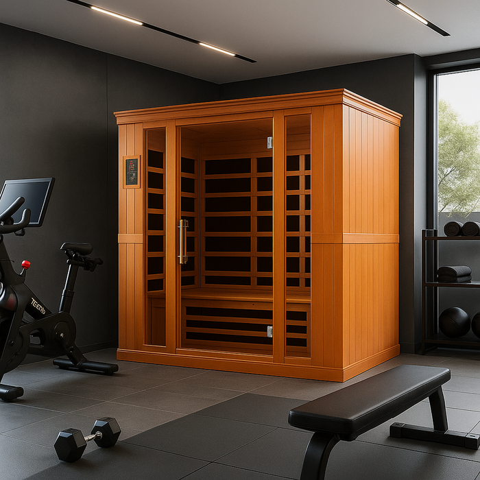 Dynamic Bergamo 4-person Low EMF FAR Indoor Infrared Sauna + Red Light Therapy | DYN-6440-01