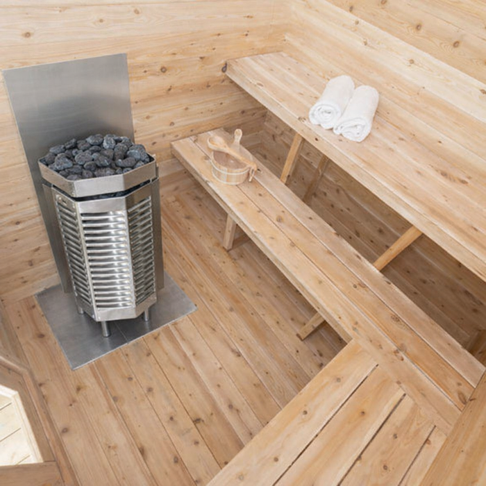 Dundalk Georgian Outdoor Cabin Sauna Kit w/ Scandia Gas Sauna Heater (Propane/Natural Gas)