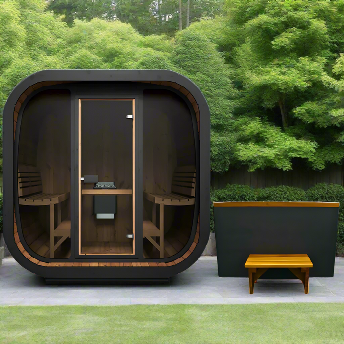 SaunaLife CL7G Outdoor Cube Sauna Kit w/ Scandia Gas Sauna Heater (Propane/Natural Gas)