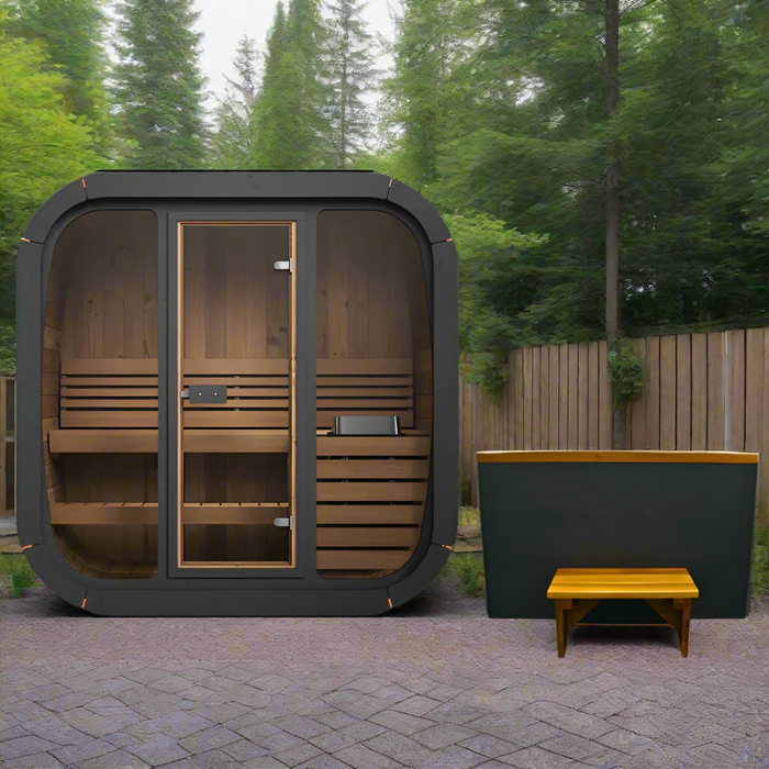 SaunaLife 3 Person 4.1' Long Outdoor Traditional Cube Sauna | Model CL4G