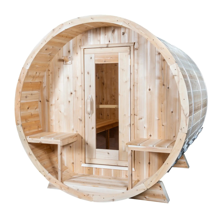 Dundalk Leisurecraft Canadian Timber 4 Person Serenity Outdoor Traditional Barrel Sauna | CTC2245W