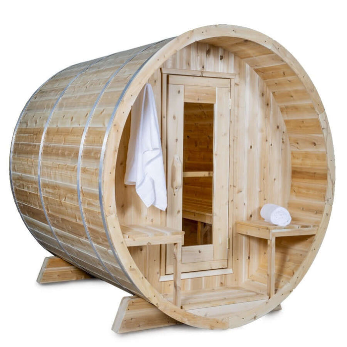 Dundalk Leisurecraft Canadian Timber 4 Person Serenity Outdoor Traditional Barrel Sauna | CTC2245W