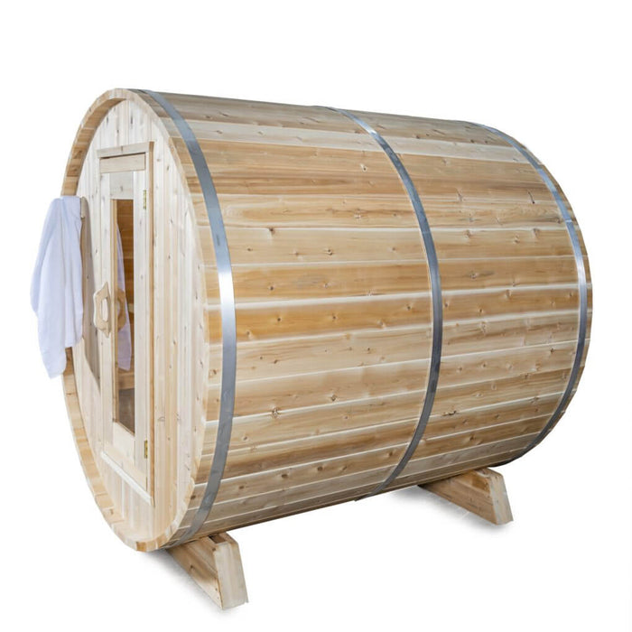 Dundalk Leisurecraft Canadian Timber 4 Person Harmony Outdoor Traditional Barrel Sauna | CTC22W