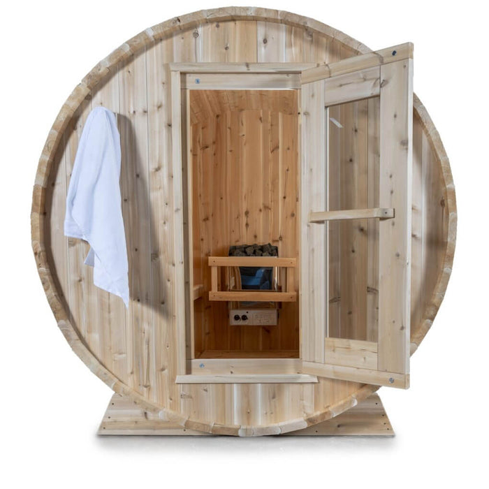 Dundalk Leisurecraft Canadian Timber 4 Person Harmony Outdoor Traditional Barrel Sauna | CTC22W