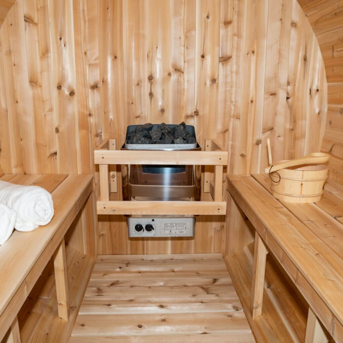 Dundalk Leisurecraft Canadian Timber 4 Person Harmony Outdoor Traditional Barrel Sauna | CTC22W