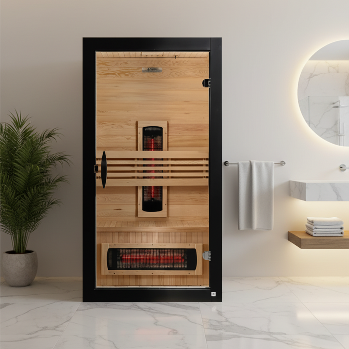 Dynamic Santorini 1-2-person Full Spectrum Near Zero EMF Indoor Infrared Sauna + Red Light Therapy | DYN-6009-03 FS