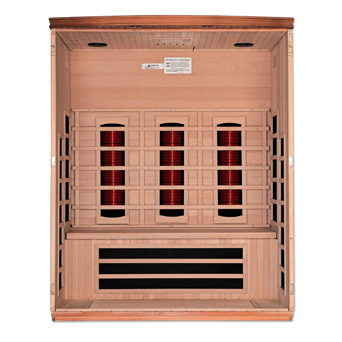 Dynamic Lugano 3-Person Near Zero EMF Full Spectrum Indoor Infrared Sauna + Red Light Therapy | DYN-6336-03 FS