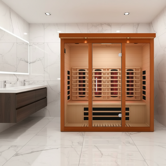 Dynamic Vila Grande 4-Person Near Zero EMF Full Spectrum Indoor Infrared Sauna + Red Light Therapy | DYN-6415-03 FS