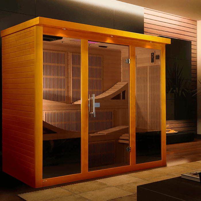 Dynamic Monaco Elite 6-person Ultra Low EMF FAR Indoor Infrared Sauna + Red Light Therapy | DYN-6996-01 Elite