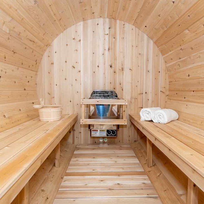 Dundalk Leisurecraft Canadian Timber 6 Person Tranquility Outdoor Traditional Barrel Sauna | CTC2345W
