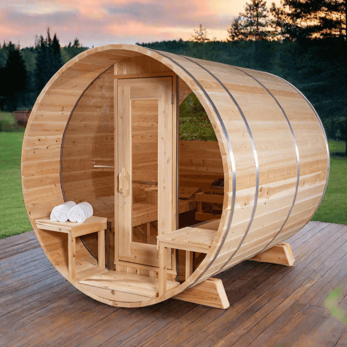 Dundalk Leisurecraft Canadian Timber 6 Person Tranquility MP Outdoor Traditional Barrel Sauna | CTC2345MP