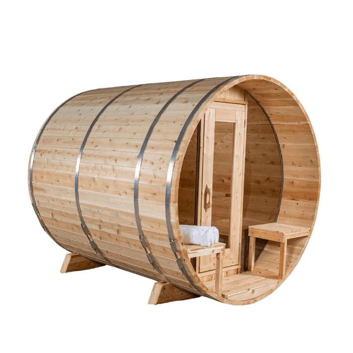 Dundalk Leisurecraft Canadian Timber 6 Person Tranquility MP Outdoor Traditional Barrel Sauna | CTC2345MP