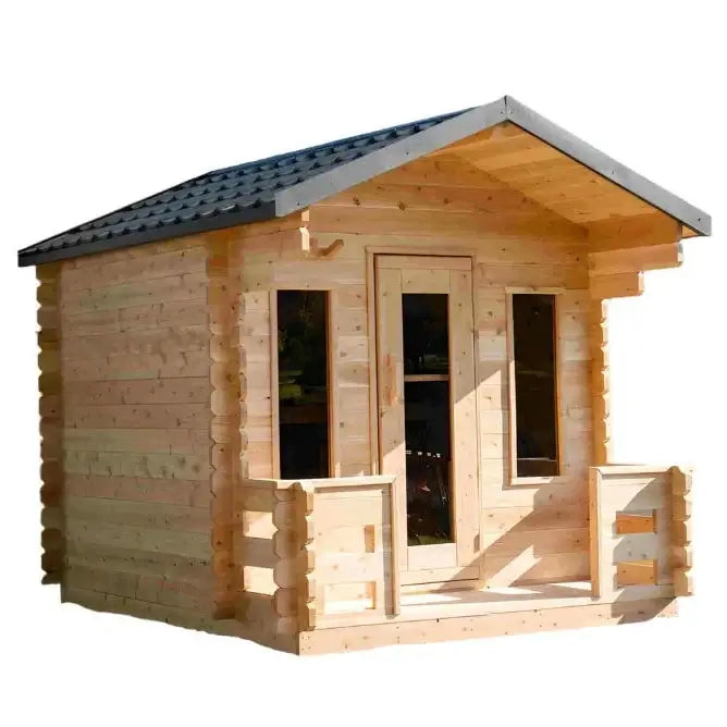 Dundalk Leisurecraft Canadian Timber 6 Person Georgian Outdoor Traditional Cabin Sauna With Porch  | CTC88PW