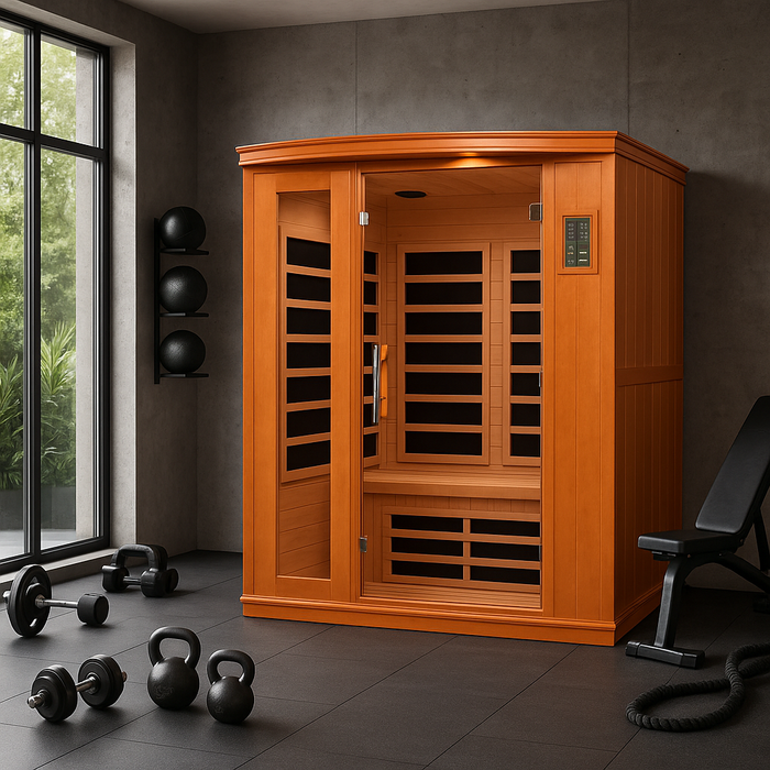 Dynamic Lugano 3-Person Near Zero EMF Full Spectrum Indoor Infrared Sauna + Red Light Therapy | DYN-6336-03 FS