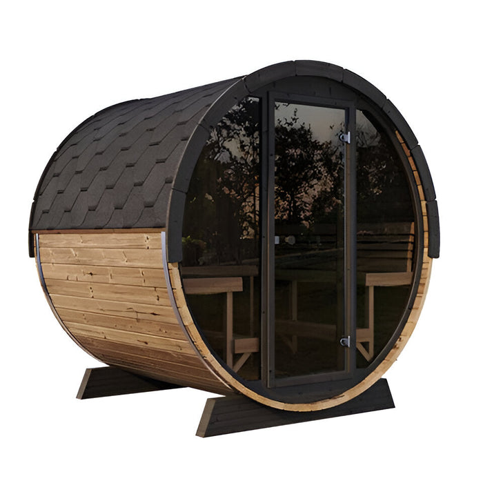 SaunaLife 4 Person 6' Long Outdoor Traditional Barrel Sauna | Ergo Model EE8G
