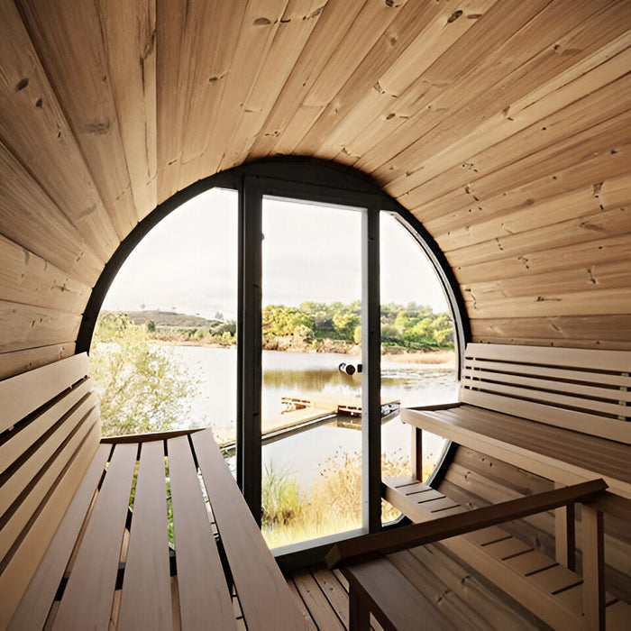 SaunaLife 4 Person 6' Long Outdoor Traditional Barrel Sauna | Ergo Model EE8G